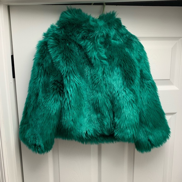 GORGEOUS KidsJanie and Jack Green Faux Fur Jacket- Never worn !